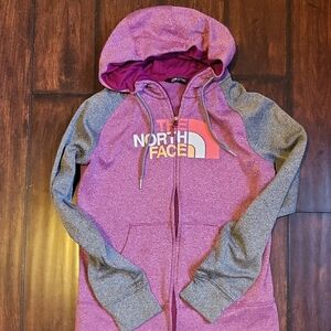 The North Face Magenta and Gray Zip-Up Hoodie